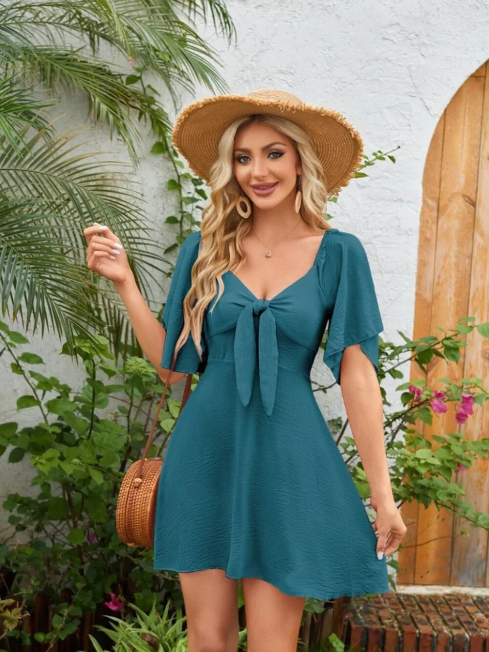 Pleated Satin Bridesmaid Midi Dress